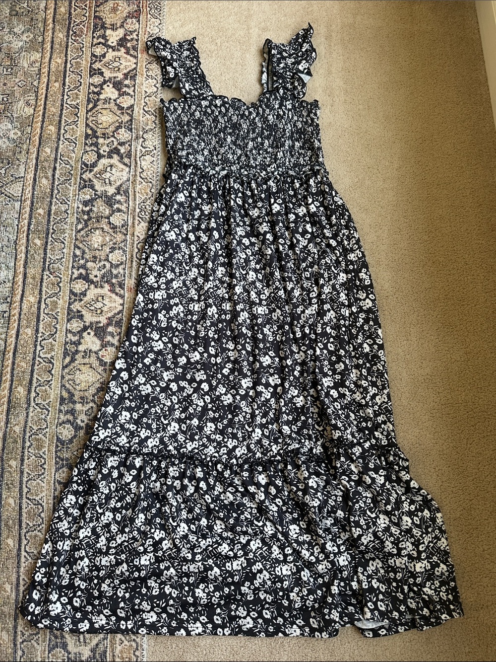 Black and white floral maxi dress